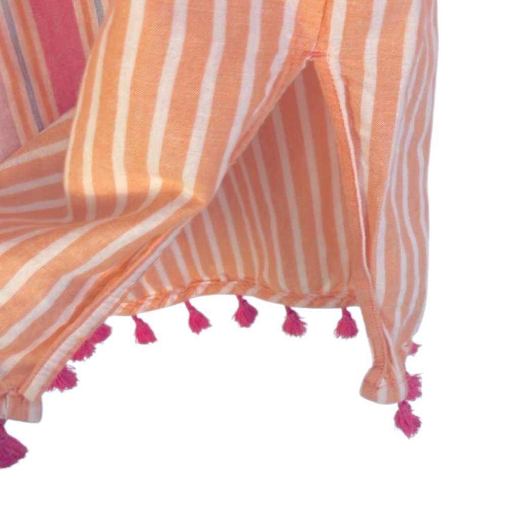 J.Crew Linen Blend Striped Tassel Bathing Suit Cover-Up Dress Beach Sand Sun - Picture 6 of 8